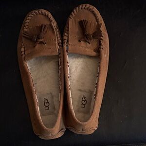 UGG Tan Moccasin Slippers with Tassels